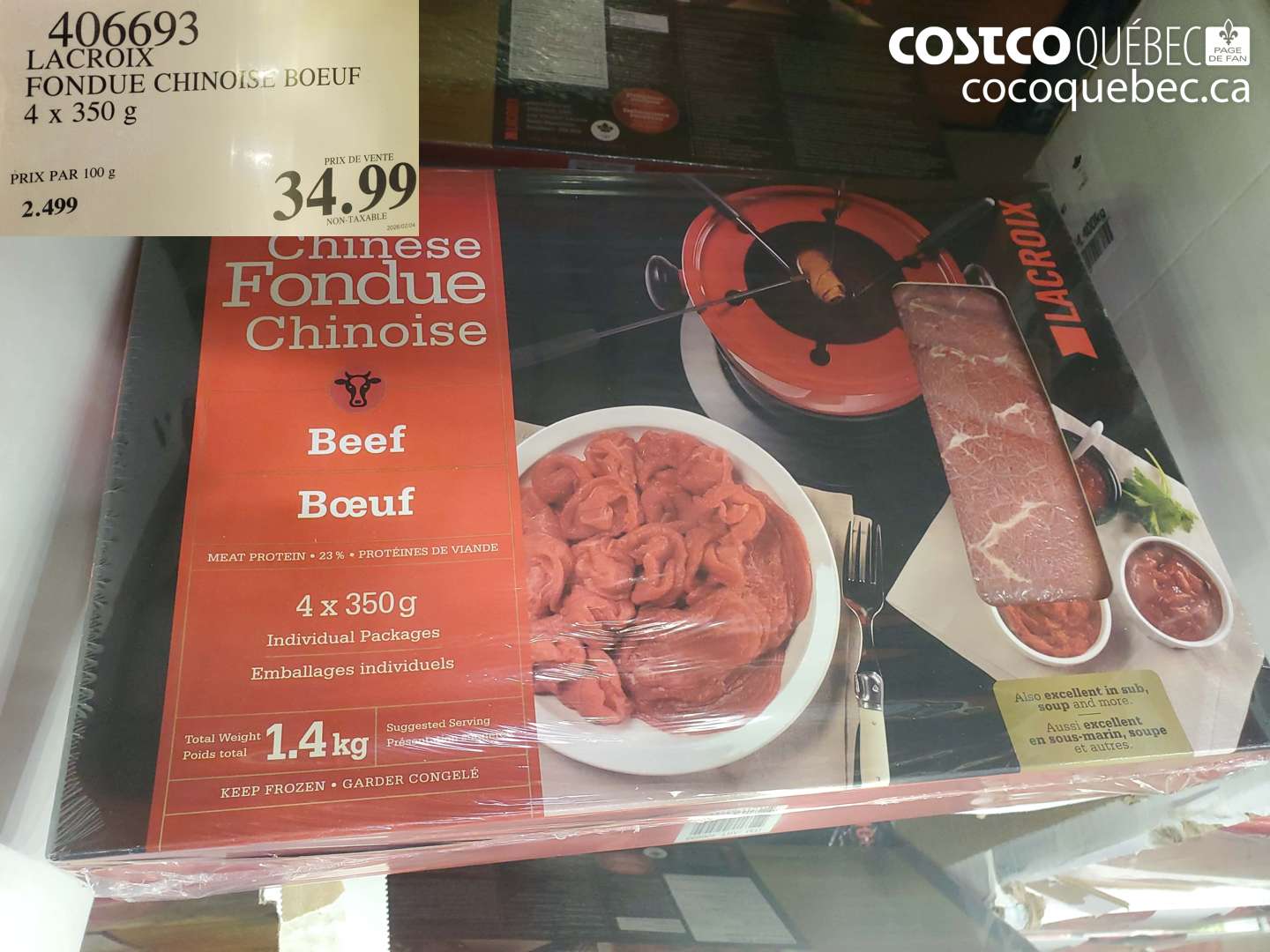 406693 LACROIX FONDUE CHINOISE BOEUF 4 X 350 G $34.99