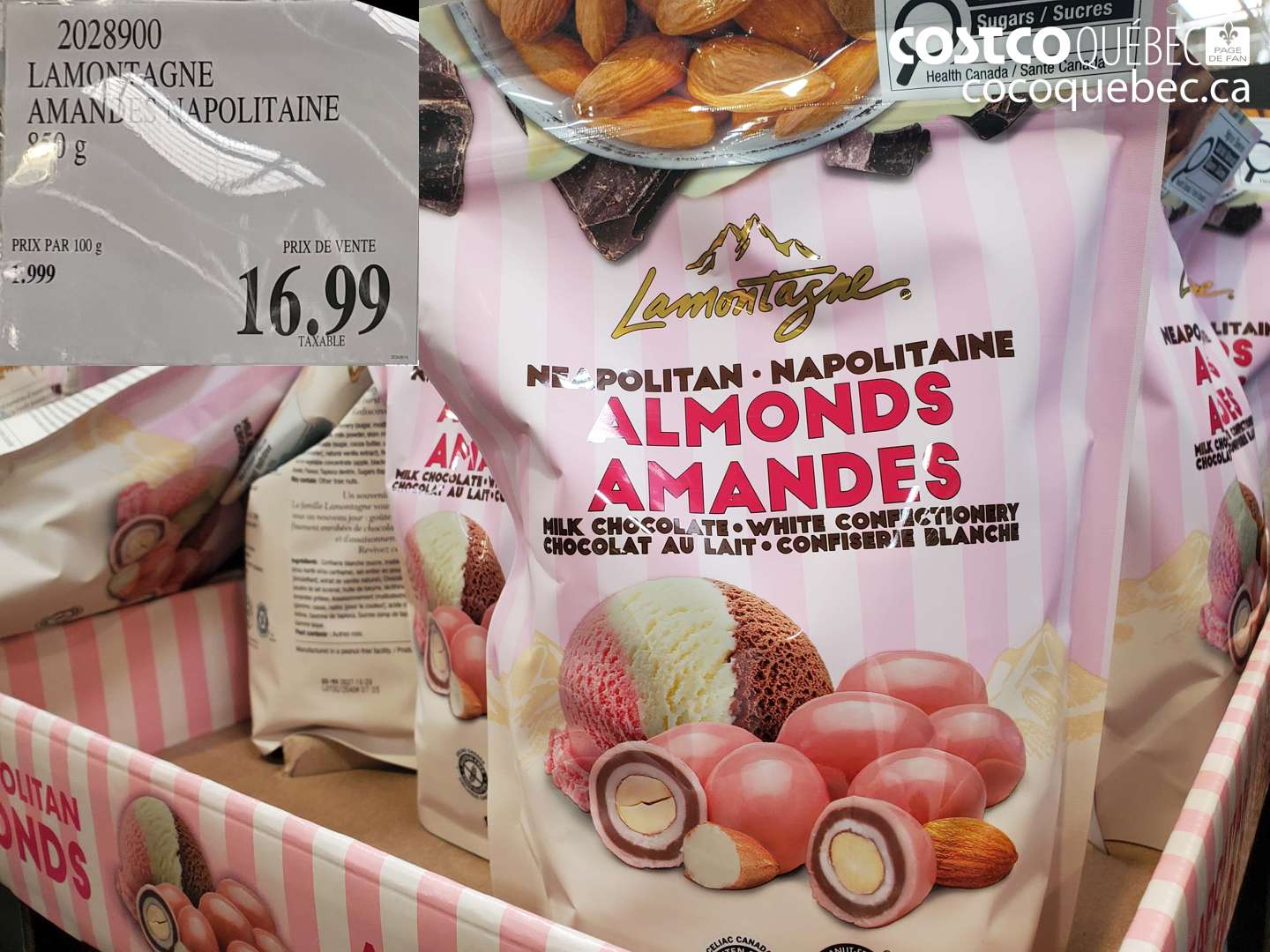 2028900 LAMONTAGNE AMANDES NAPOLITAINE 850 G $16.99
