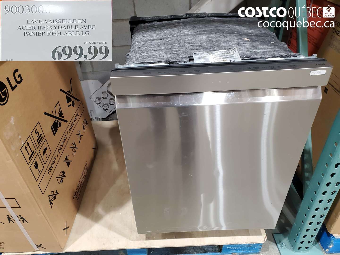 9003006 LAVE-VAISSELLE EN ACIER INOXYDABLE AVEC PANIER RÉGLABLE LG $699.99