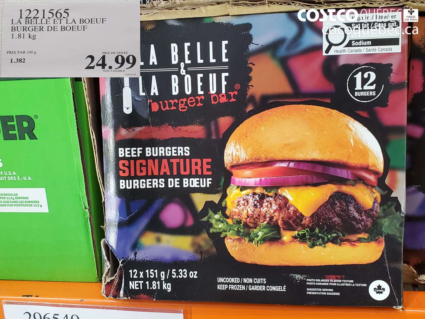 1221565 LA BELLE ET LA BOEUF BURGER DE BOEUF 1.81 KG $24.99