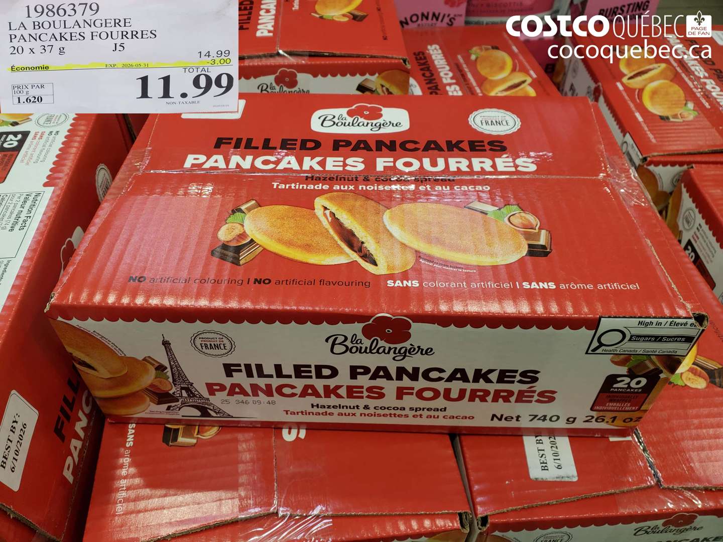 1986379 LA BOULANGERE PANCAKES FOURRES 20 X 37 G ($3.00 INSTANT SAVINGS EXPIRES ON 2026-05-31) $11.99
