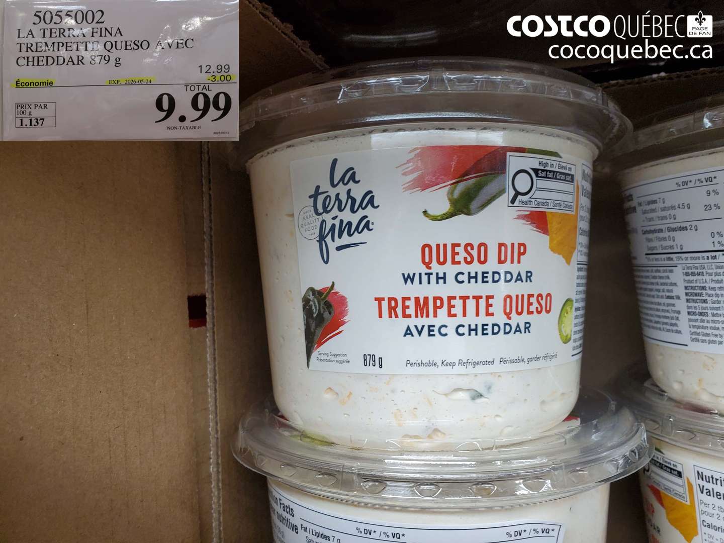 5055002 LA TERRA FINA TREMPETTE QUESO AVEC CHEDDAR 879 G ($3.00 INSTANT SAVINGS EXPIRES ON 2026-05-24) $9.99