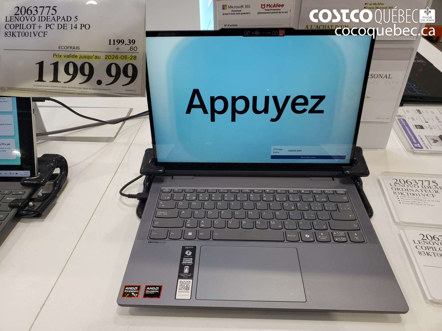 2063775 LENOVO IDEAPAD 5 COPILOT+ PC DE 14 PO (EXPIRES ON 2026-05-28) $1199.99
