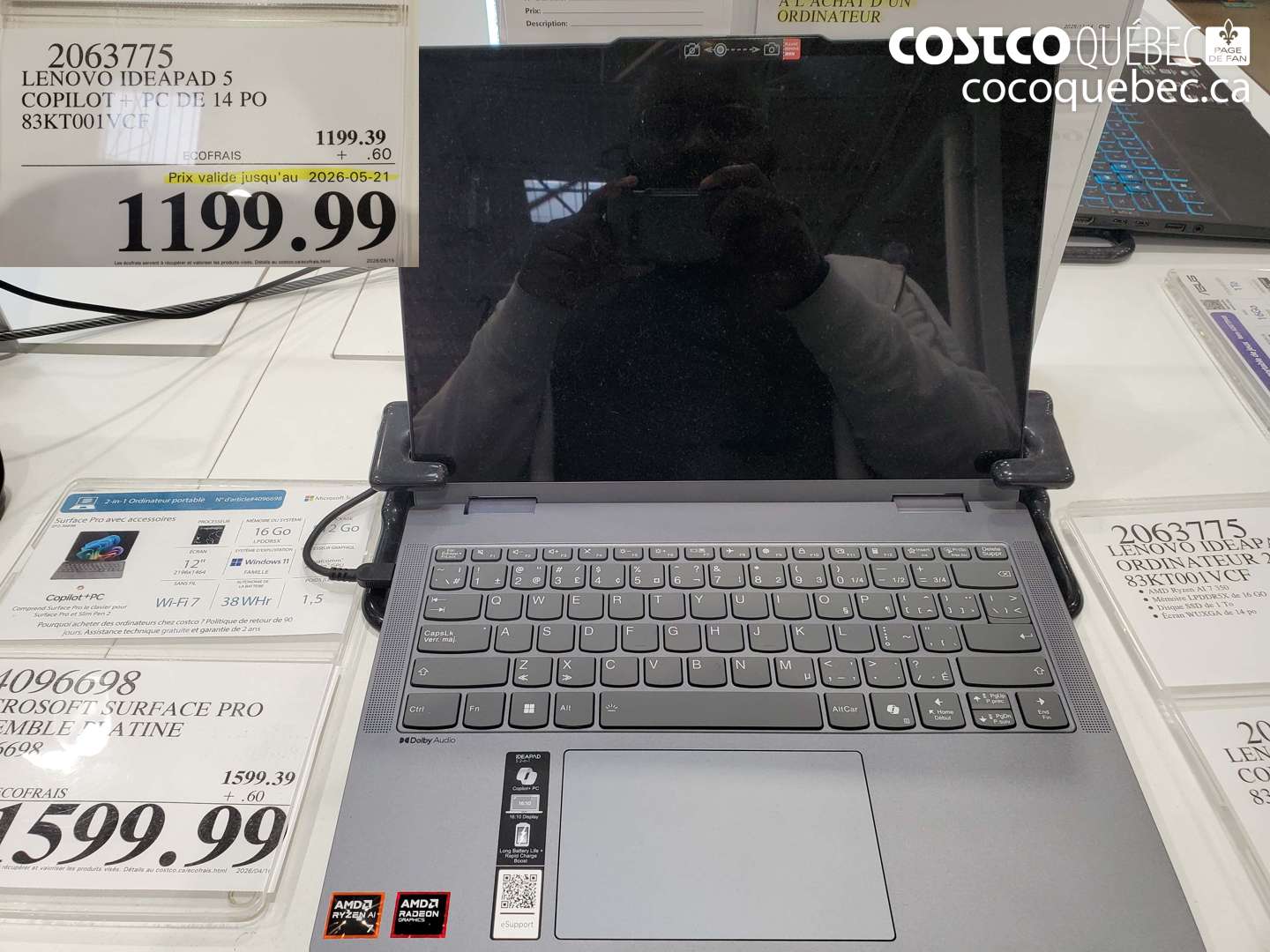 2063775 LENOVO IDEAPAD 5 COPILOT+ PC DE 14 PO 83KT001VCF (EXPIRES ON 2026-05-21) $1199.99