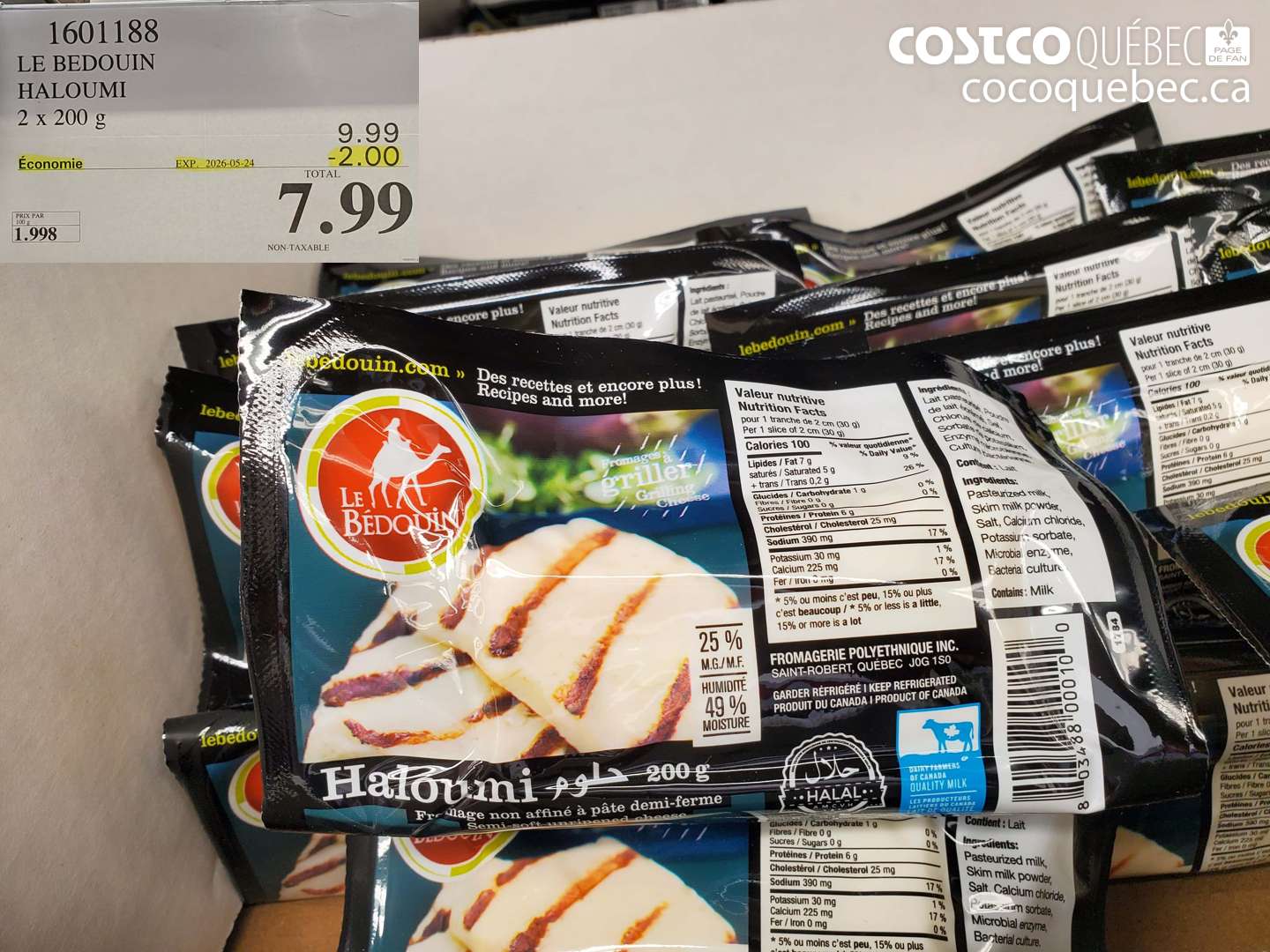 1601188 LE BEDOUIN HALOUMI 2 X 200 G ($2.00 INSTANT SAVINGS EXPIRES ON 2026-05-24) $7.99