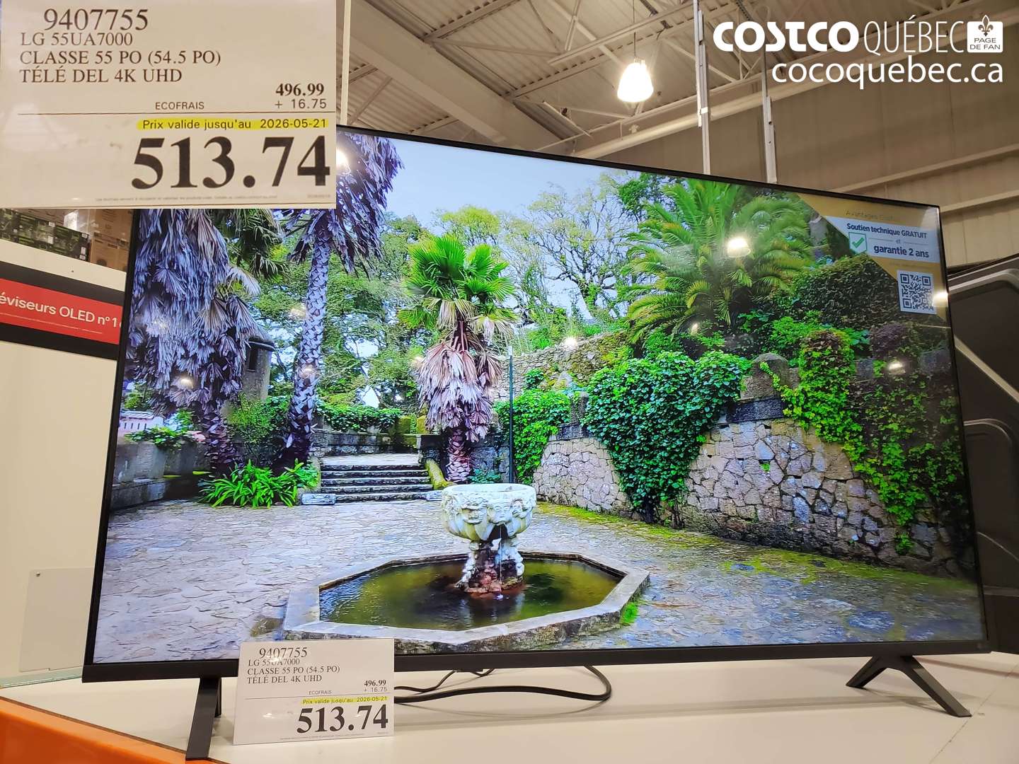9407755 LG 55UA7000 CLASSE 55 PO (54.5 PO) TÉLÉ DEL 4K UHD (EXPIRES ON 2026-05-21) $513.74