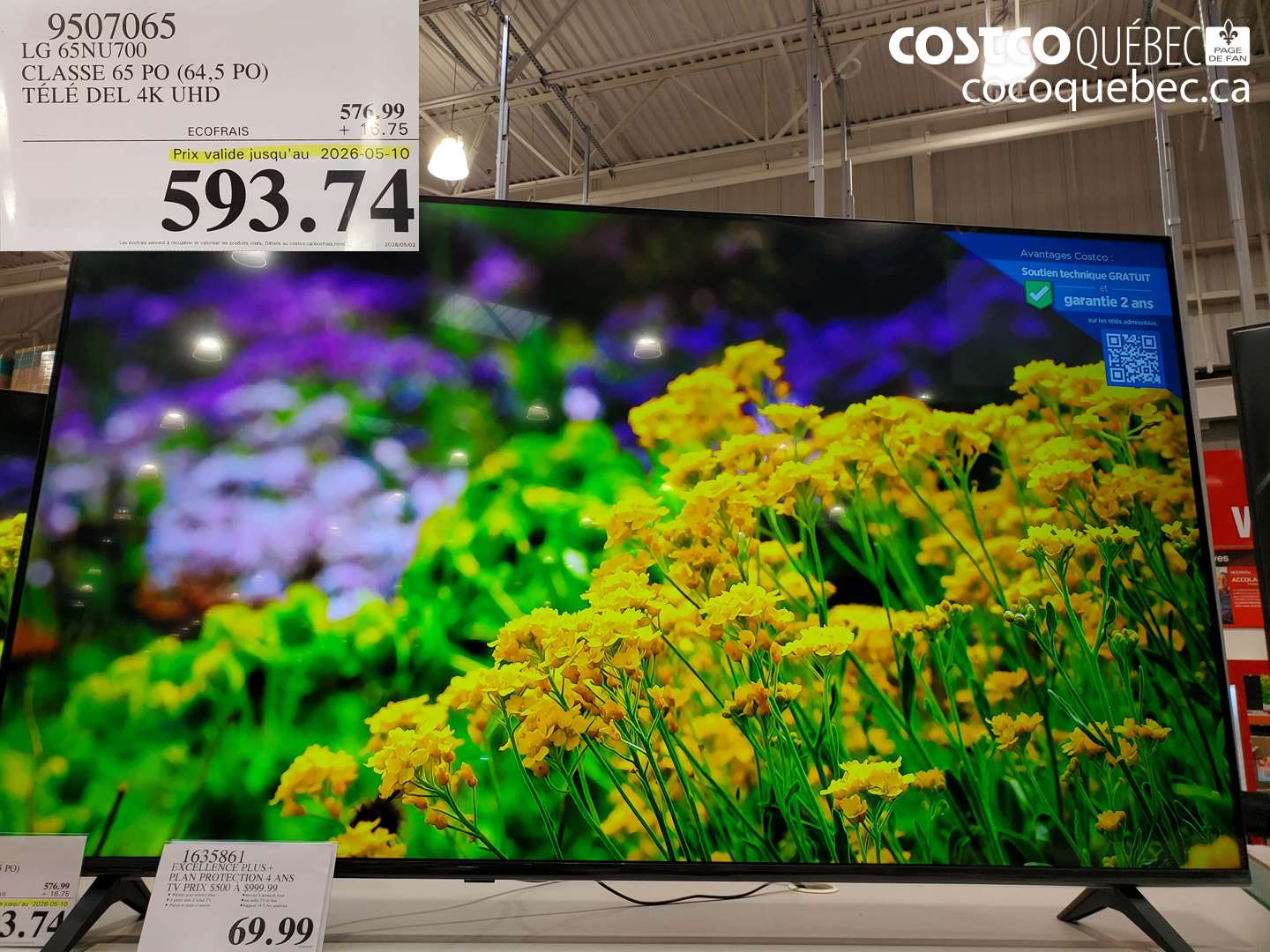 9507065 LG 65NU700 CLASSE 65 PO (64.5 PO) TÉLÉ DEL 4K UHD (EXPIRES ON 2026-05-10) $593.74