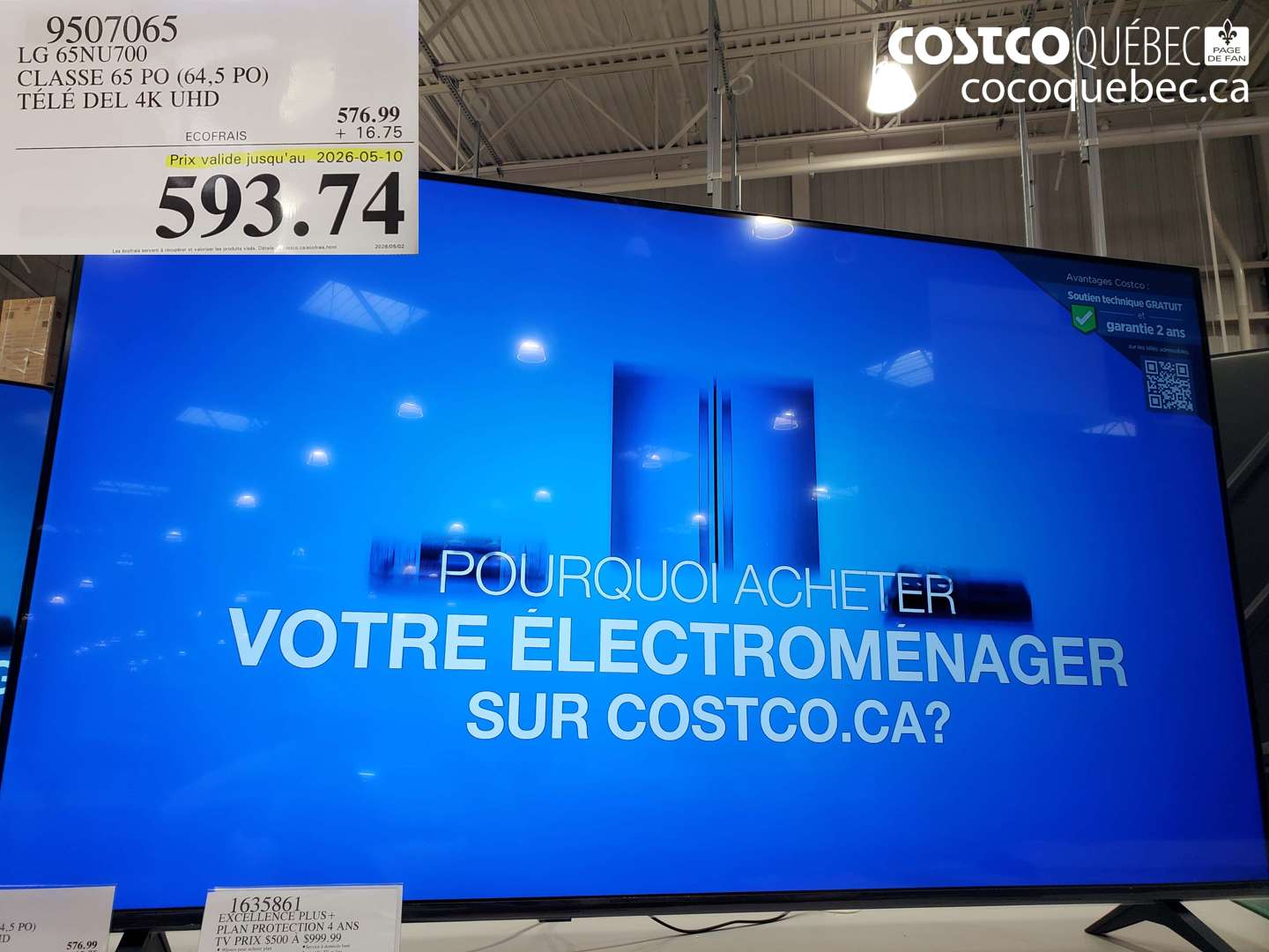 9507065 LG 65NU700 CLASSE 65 PO (64.5 PO) TÉLÉ DEL 4K UHD (EXPIRES ON 2026-05-10) $593.74