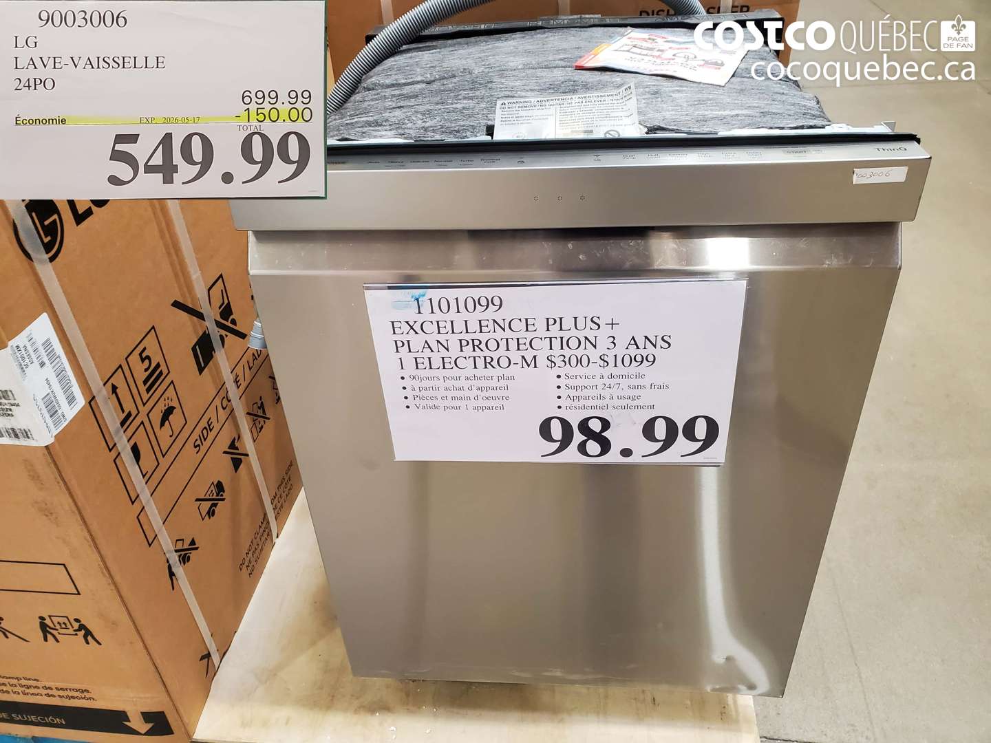 9003006 LG LAVE-VAISSELLE 24PO ($150.00 INSTANT SAVINGS EXPIRES ON 2026-05-17) $549.99