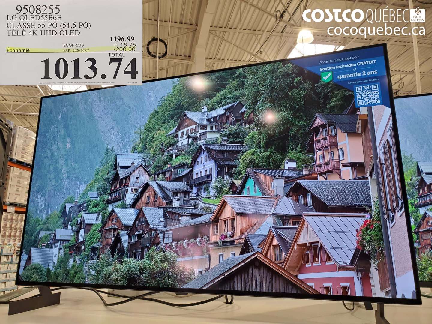 9508255 LG OLED55B6E CLASSE 55 PO (54.5 PO) TÉLÉ 4K UHD OLED ($200.00 INSTANT SAVINGS EXPIRES ON 2026-06-07) $1013.74