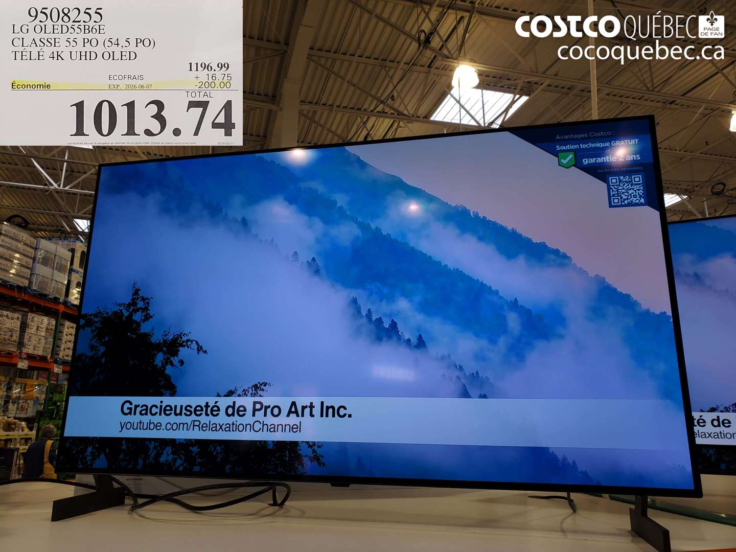 9508255 LG OLED55B6E CLASSE 55 PO (54.5 PO) TÉLÉ 4K UHD OLED ($200.00 INSTANT SAVINGS EXPIRES ON 2026-06-07) $1013.74