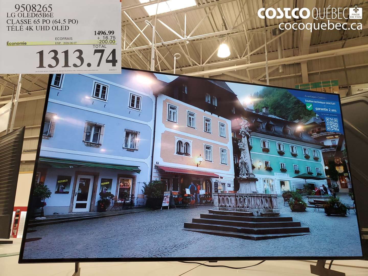 9508265 LG OLED65B6E CLASSE 65 PO (64.5 PO) TÉLÉ 4K UHD OLED ($200.00 INSTANT SAVINGS EXPIRES ON 2026-06-07) $1313.74