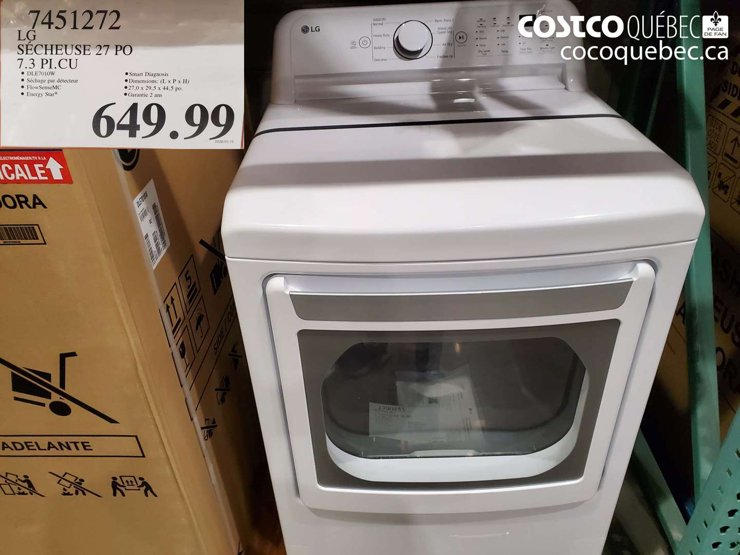 7451272 LG SÉCHEUSE 27 PO 7.3 PI.CU $649.99
