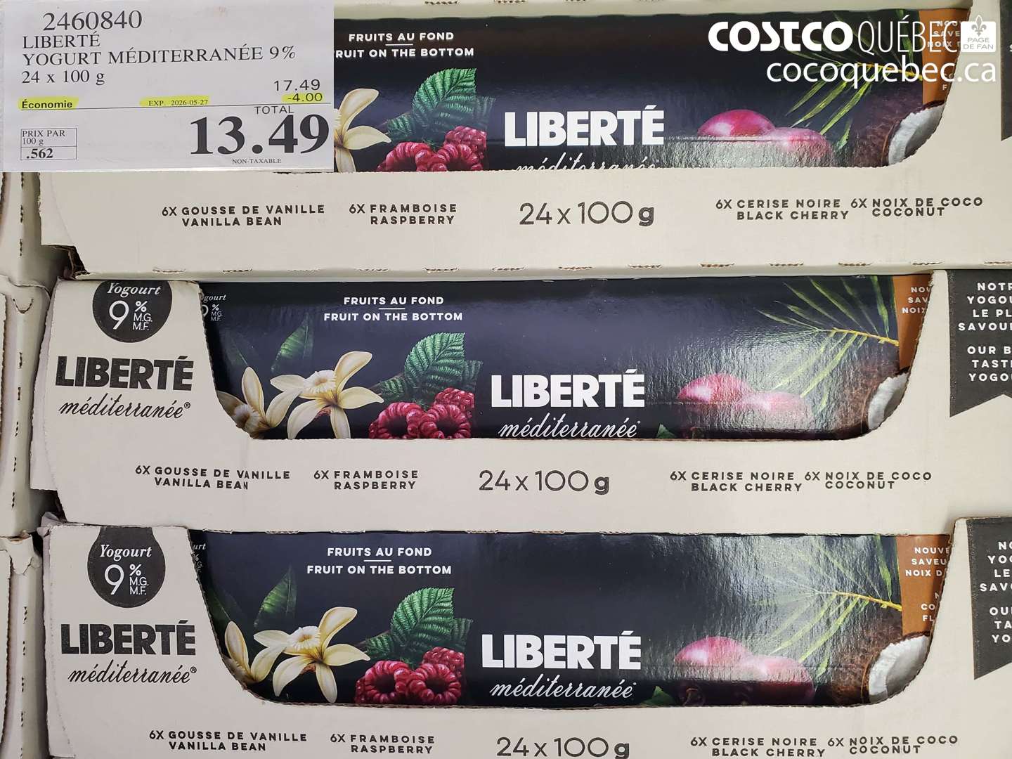 2460840 LIBERTÉ YOGURT MÉDITERRANÉE 9% 24 X 100 G ($4.00 INSTANT SAVINGS EXPIRES ON 2026-05-27) $13.49
