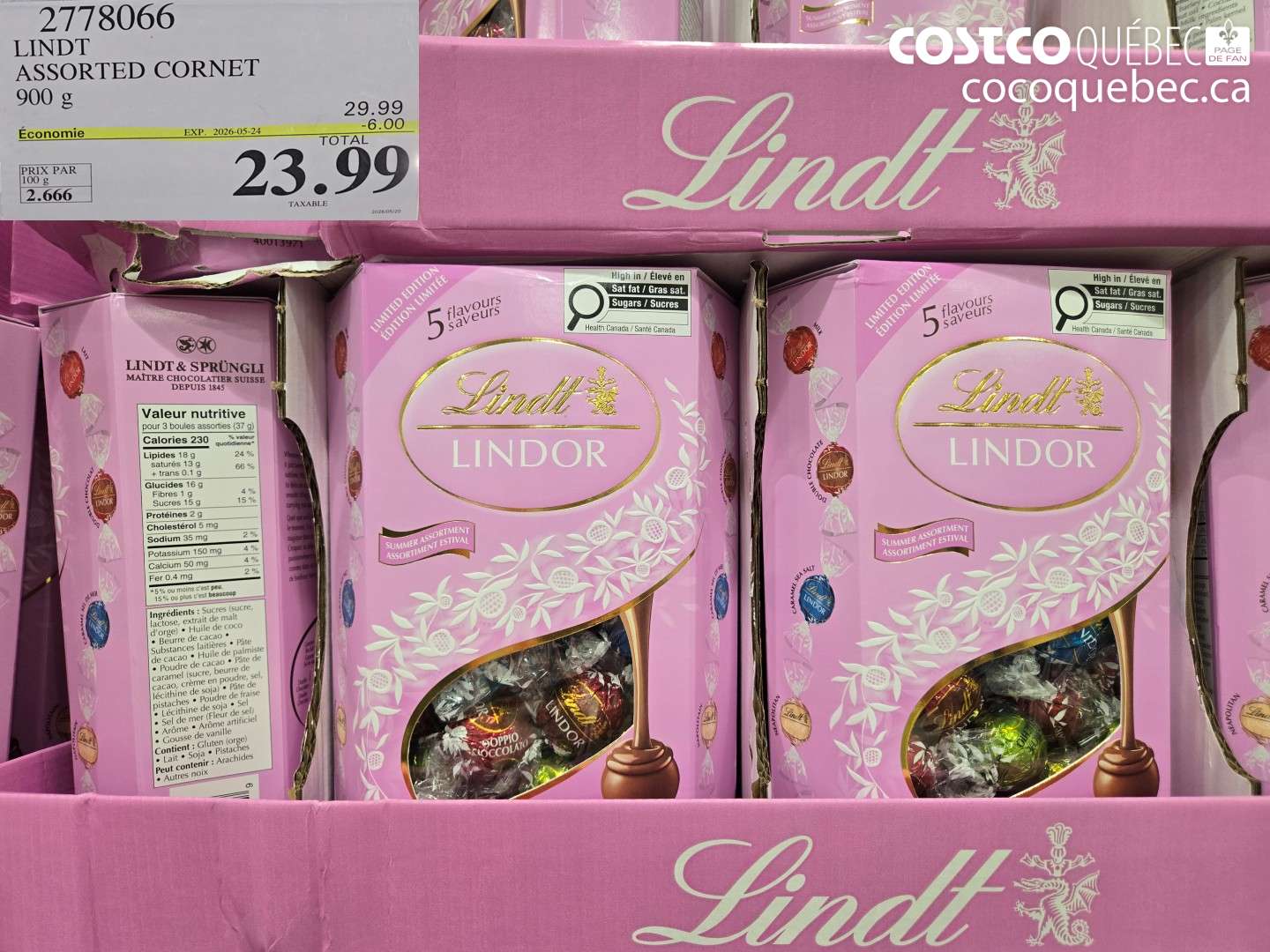 2778066 LINDT ASSORTED CORNET ($6.00 INSTANT SAVINGS EXPIRES ON 2026-05-24) $23.99