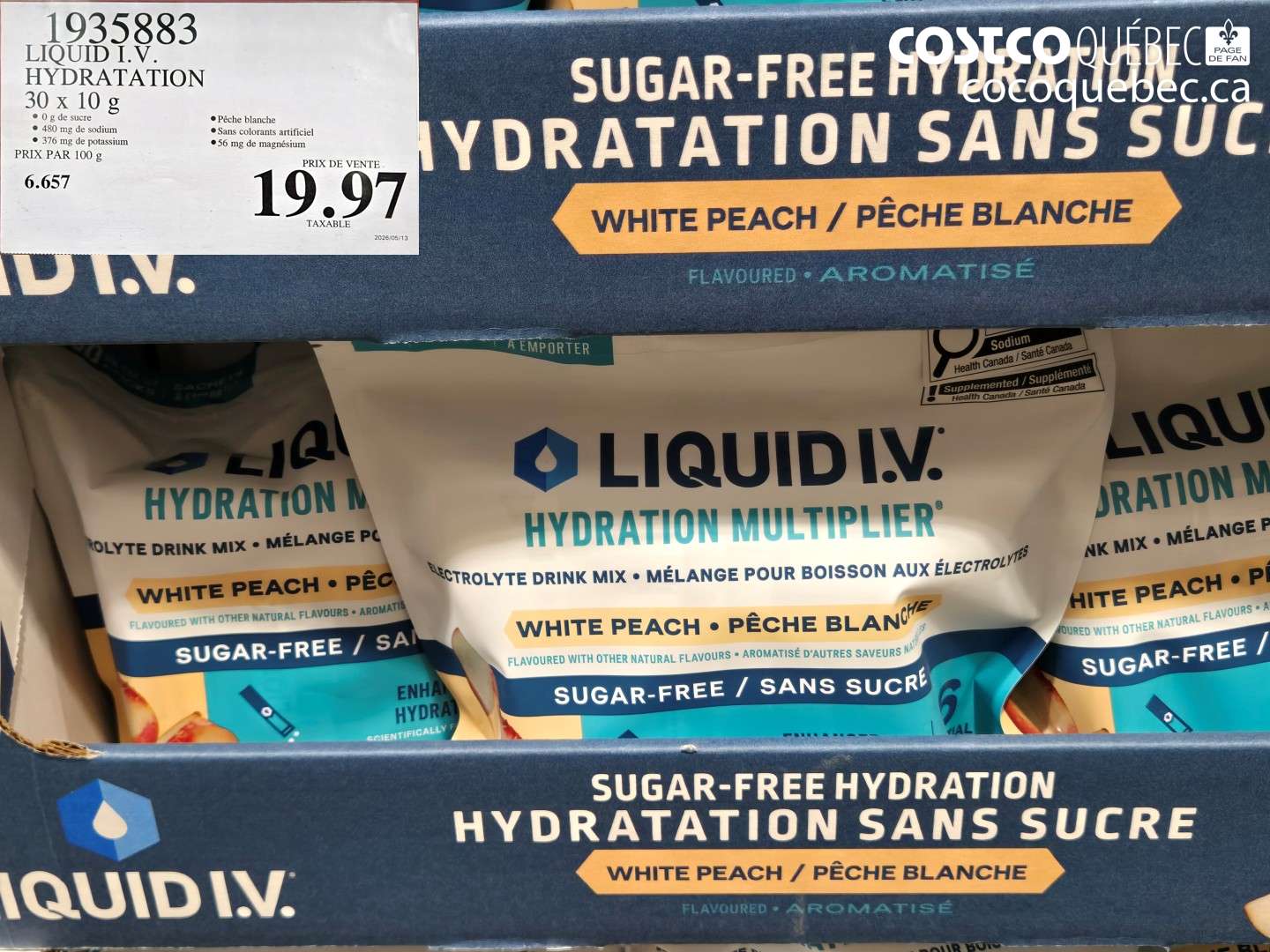 1935883 LIQUID I.V. HYDRATATION 30 X 10 G $19.97
