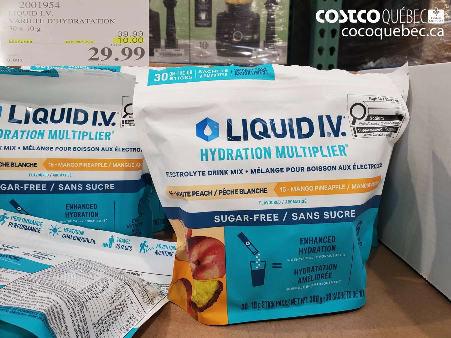 2001954 LIQUID I. V. VARIÉTÉ D'HYDRATATION 30 X 10 G ($10.00 INSTANT SAVINGS EXPIRES ON 2026-06-07) $29.99