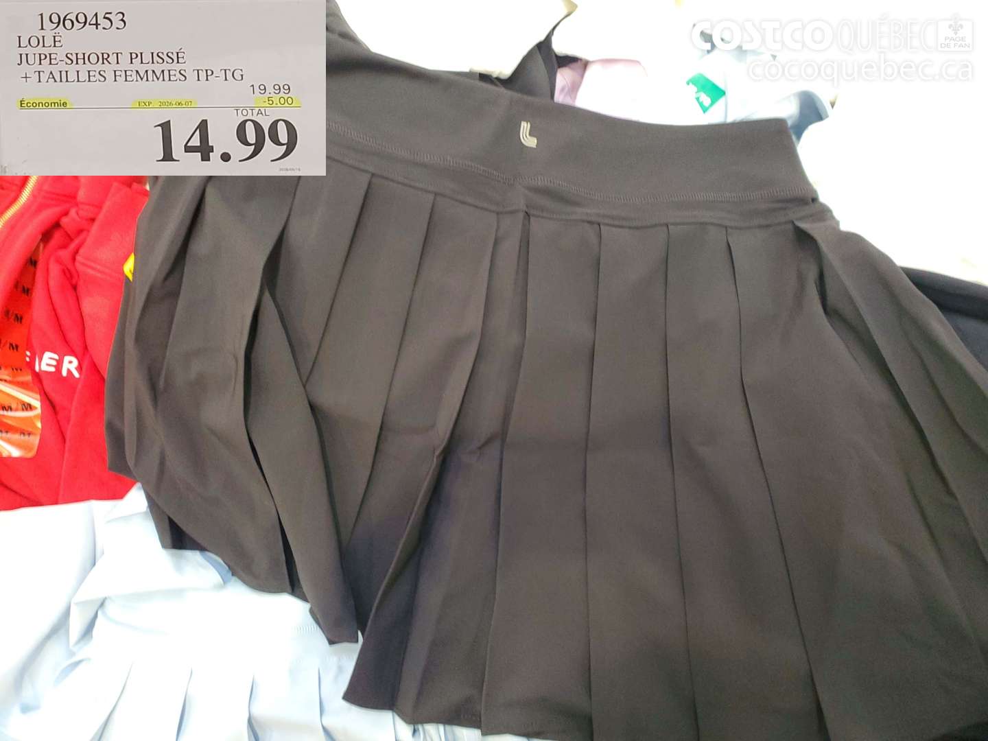 1969453 LOLË JUPE-SHORT PLISSÉ+TAILLES FEMMES TP-TG ($5.00 INSTANT SAVINGS EXPIRES ON 2026-06-07) $14.99