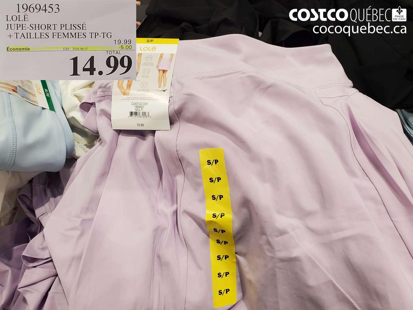 1969453 LOLË JUPE-SHORT PLISSÉ + TAILLES FEMMES TP-TG ($5.00 INSTANT SAVINGS EXPIRES ON 2026-06-07) $14.99