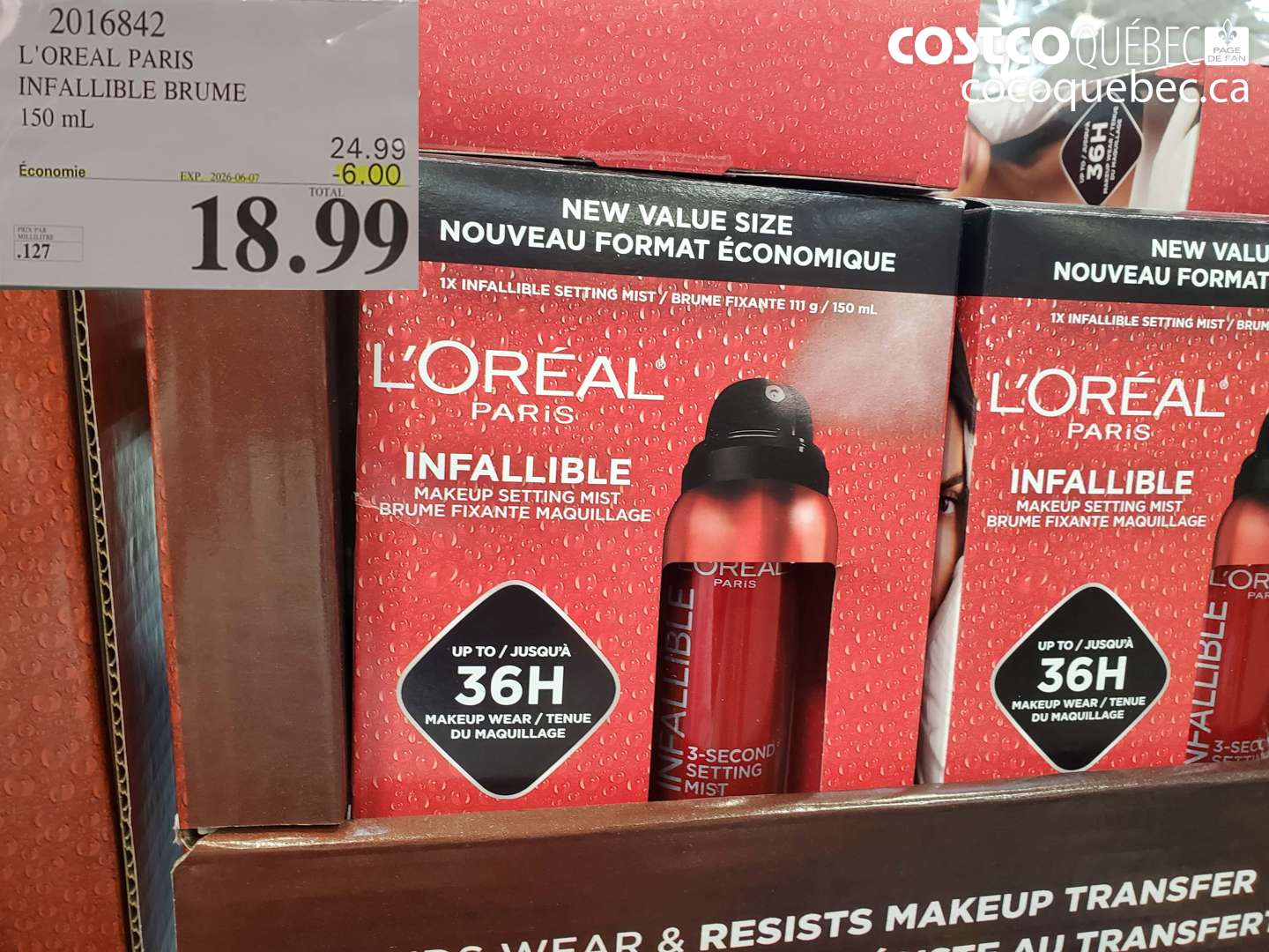 2016842 L'OREAL PARIS INFALLIBLE BRUME 150 ML ($6.00 INSTANT SAVINGS EXPIRES ON 2026-06-07) $18.99