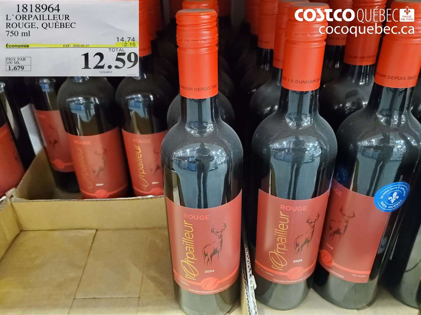 1818964 L`ORPAILLEUR ROUGE, QUÉBEC 750 ML ($2.15 INSTANT SAVINGS EXPIRES ON 2026-05-17) $12.59