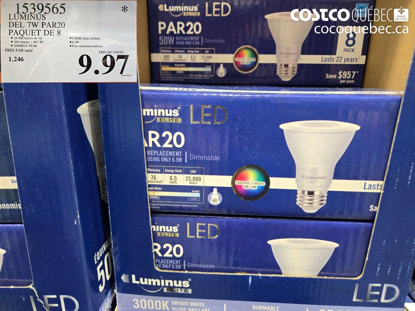 139565 LUMINUS DEL 7W PAR20 PAQUET DE 8 $9.97
