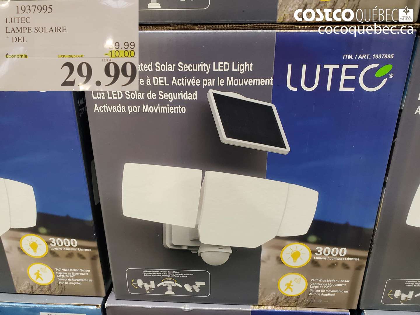 1937995 LUTEC LAMPE SOLAIRE ($10.00 INSTANT SAVINGS EXPIRES ON 2026-06-07) $29.99