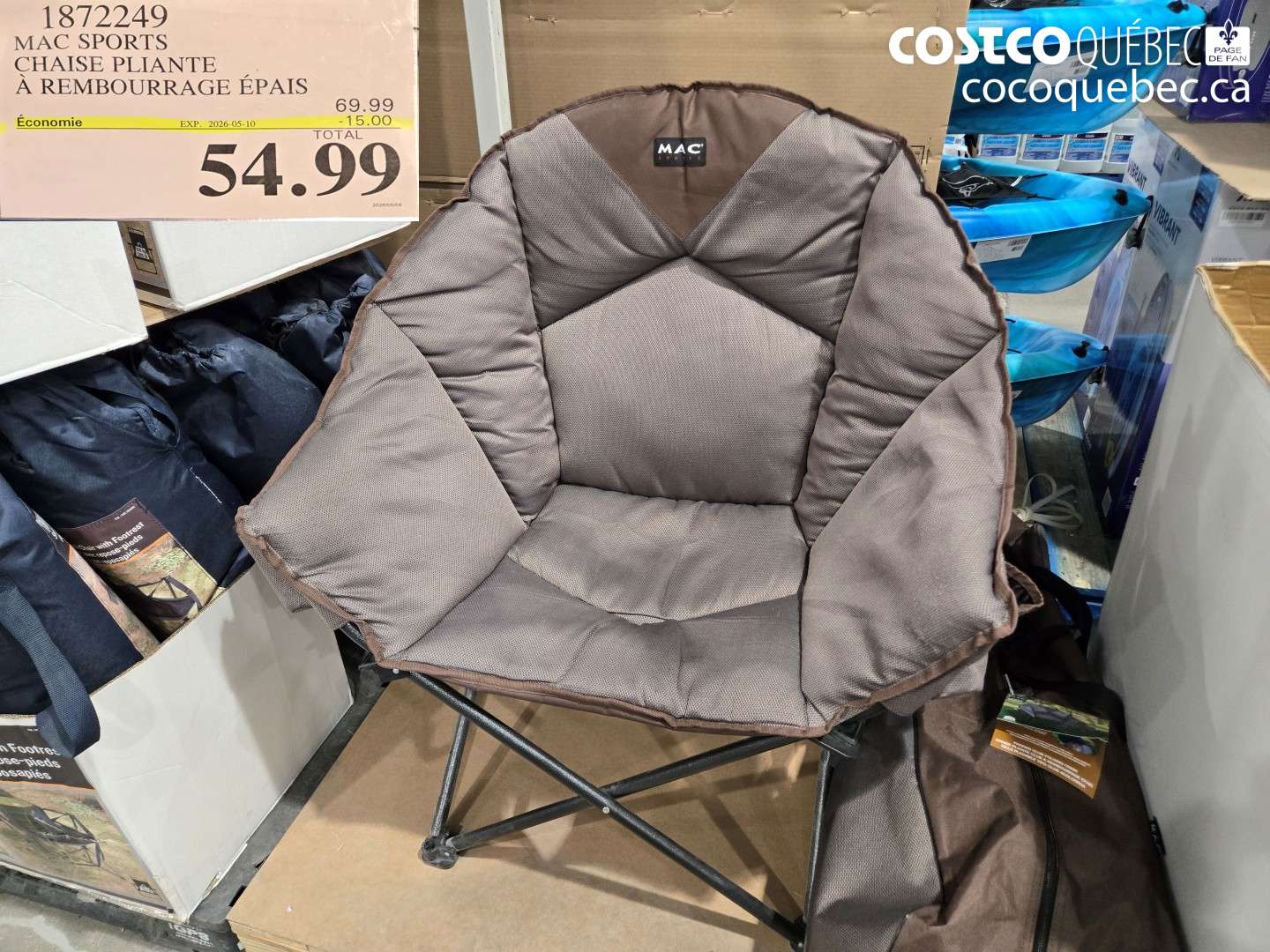 1872249 MAC SPORTS CHAISE PLIANTE À REMBOURRAGE ÉPAIS ($15.00 INSTANT SAVINGS EXPIRES ON 2026-05-10) $54.99