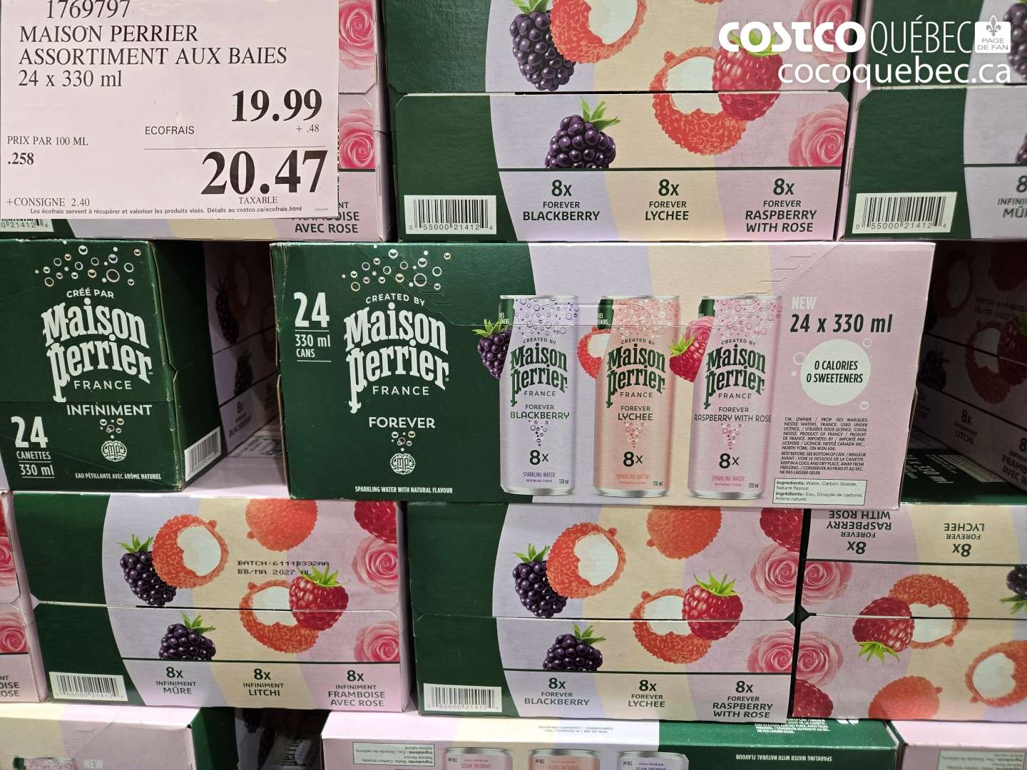 1769797 MAISON PERRIER ASSORTIMENT AUX BAIES 24 X 330 ML $20.47