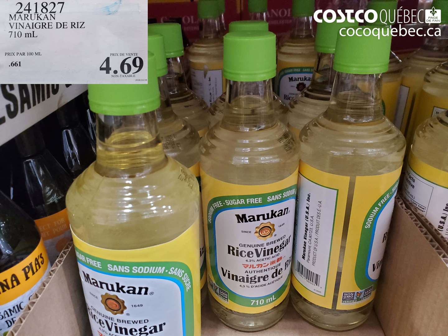 241827 MARUKAN VINAIGRE DE RIZ 710 ML $4.69