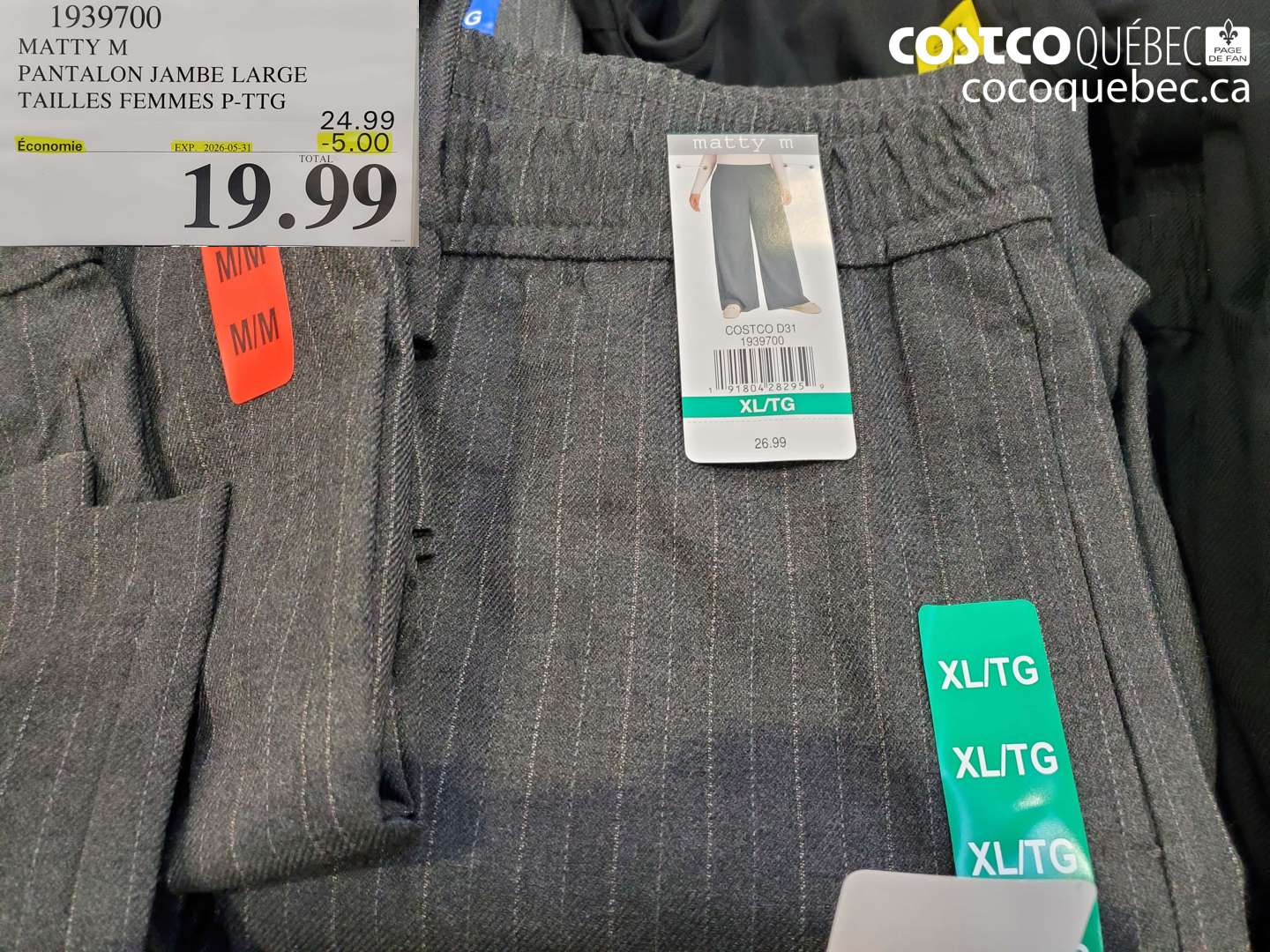 1939700 MATTY M PANTALON JAMBE LARGE TAILLES FEMMES P-TTG ($5.00 INSTANT SAVINGS EXPIRES ON 2026-05-31) $19.99