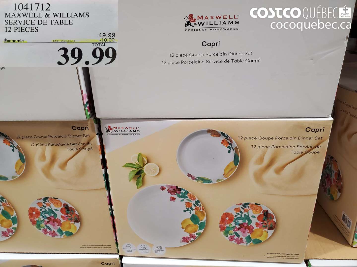 1041712 MAXWELL & WILLIAMS SERVICE DE TABLE 12 PIÈCES ($10.00 INSTANT SAVINGS EXPIRES ON 2026-05-10) $39.99