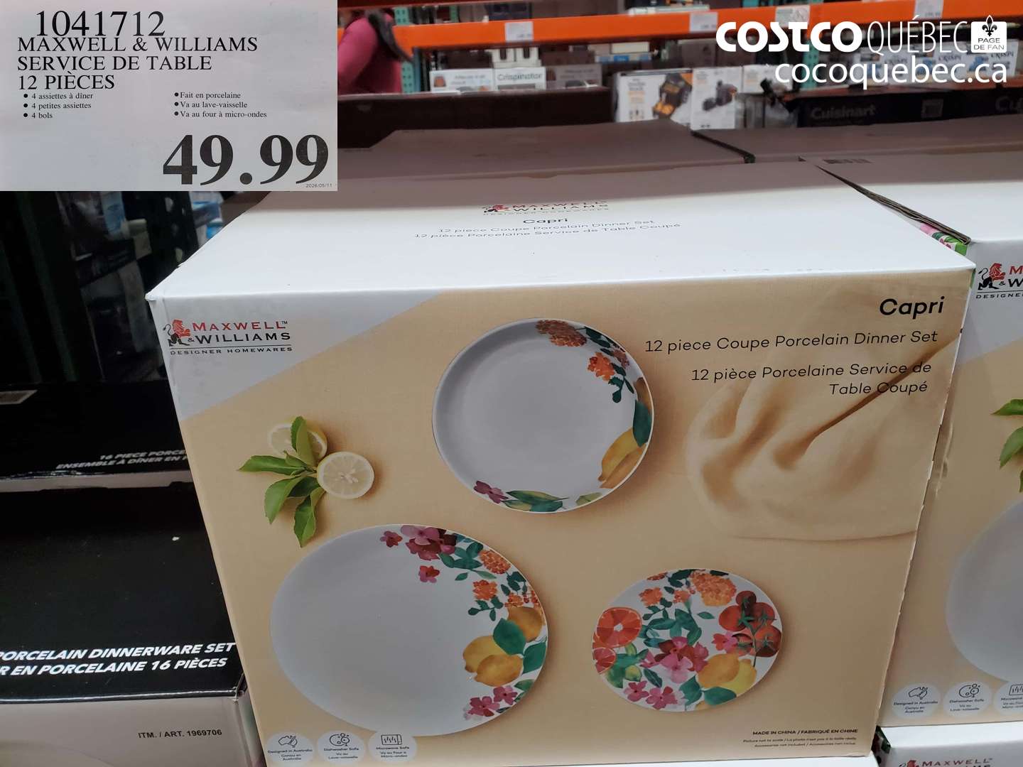 1041712 MAXWELL & WILLIAMS SERVICE DE TABLE 12 PIÈCES $49.99