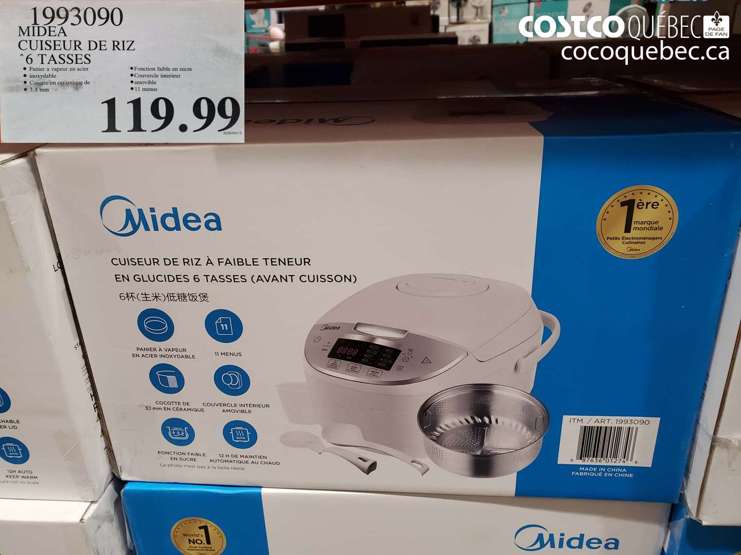 1993090 MIDEA CUISEUR DE RIZ 6 TASSES $119.99