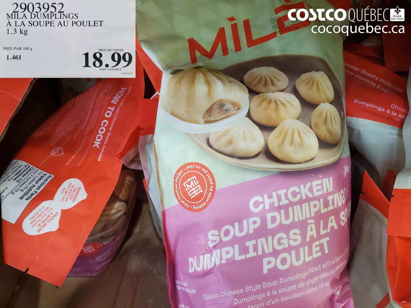 2903952 MILA DUMPLINGS À LA SOUPE AU POULET 1.3 KG $18.99