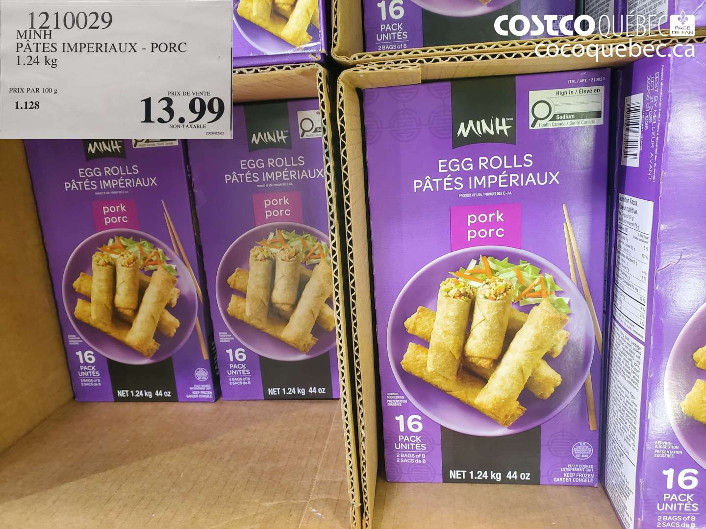 1210029 MINH PÂTES IMPERIAUX - PORC 1.24 KG $13.99