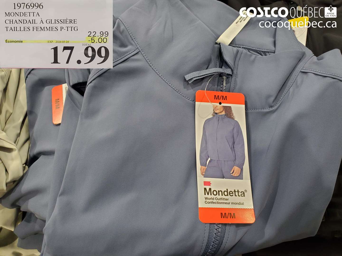 1976996 MONDETTA CHANDAIL À GLISSIÈRE TAILLES FEMMES P-TTG ($5.00 INSTANT SAVINGS EXPIRES ON 2026-05-24) $17.99