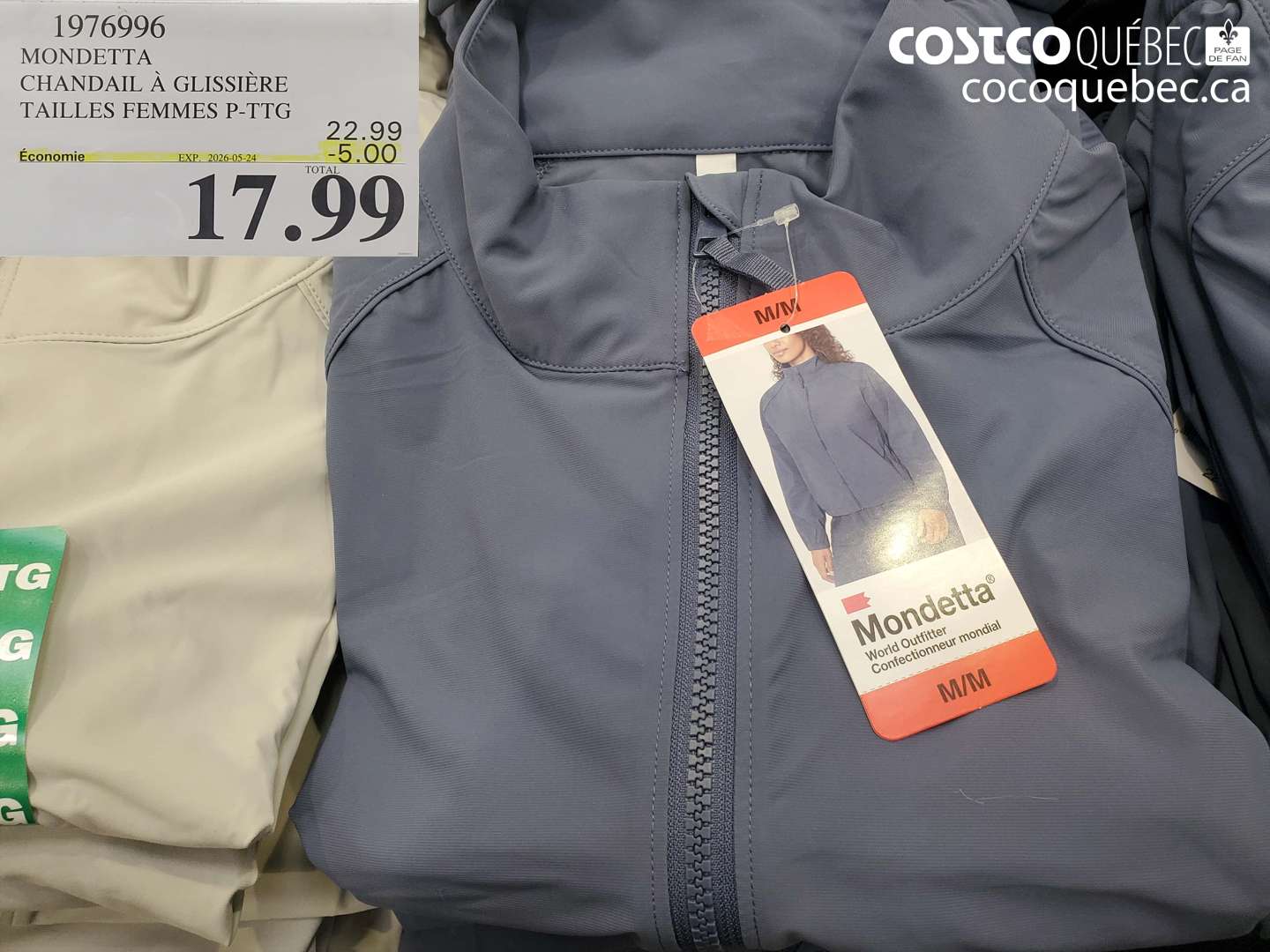 1976996 MONDETTA CHANDAIL À GLISSIÈRE TAILLES FEMMES P-TTG ($5.00 INSTANT SAVINGS EXPIRES ON 2026-05-24) $17.99