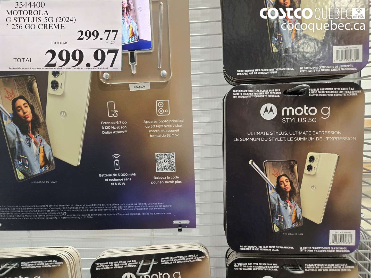 3344400 MOTOROLA G STYLUS 5G (2024) 256 GO CRÈME $299.97