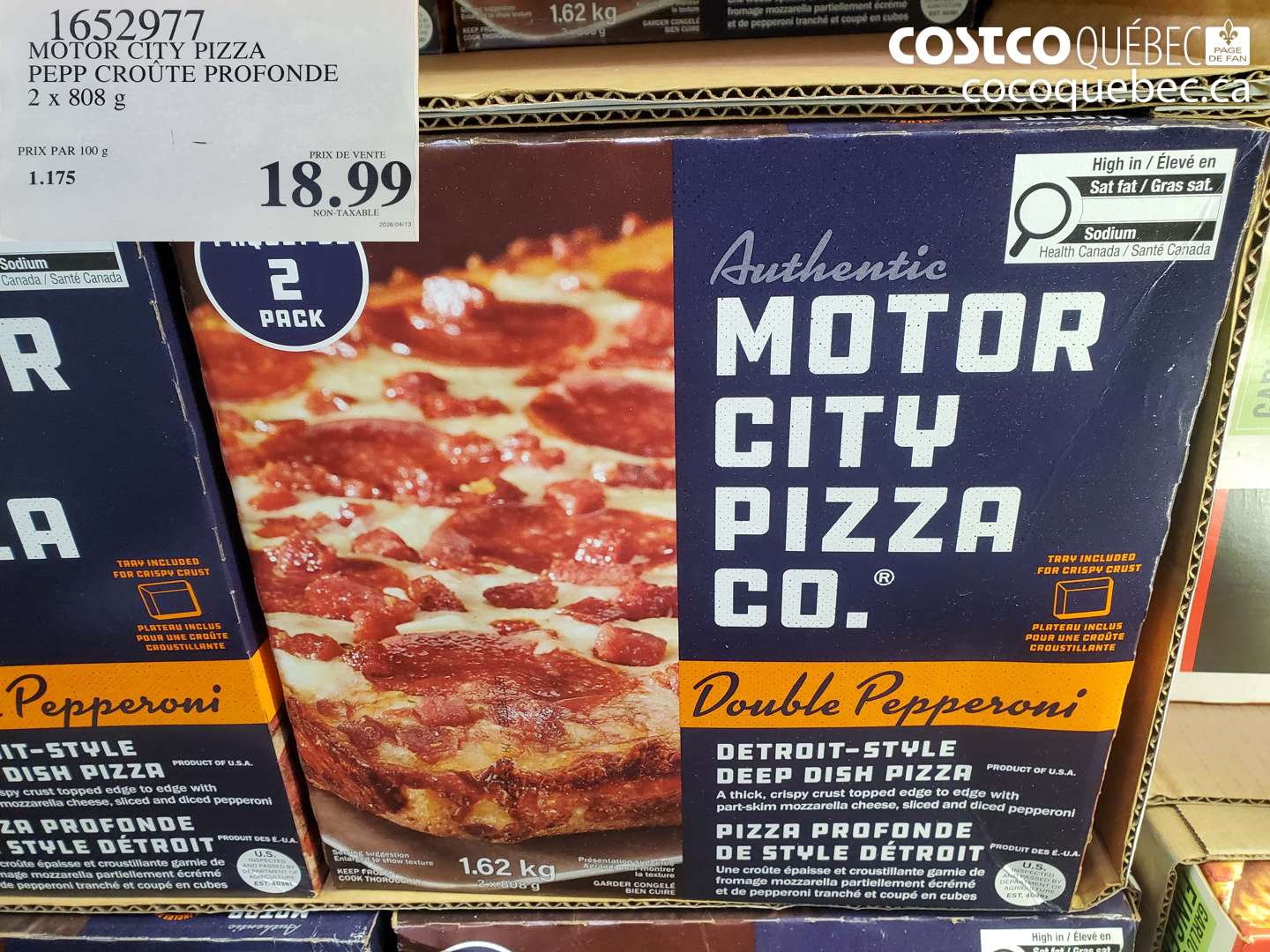 1652977 MOTOR CITY PIZZA PEPP CROÛTE PROFONDE 2 X 808 G $18.99