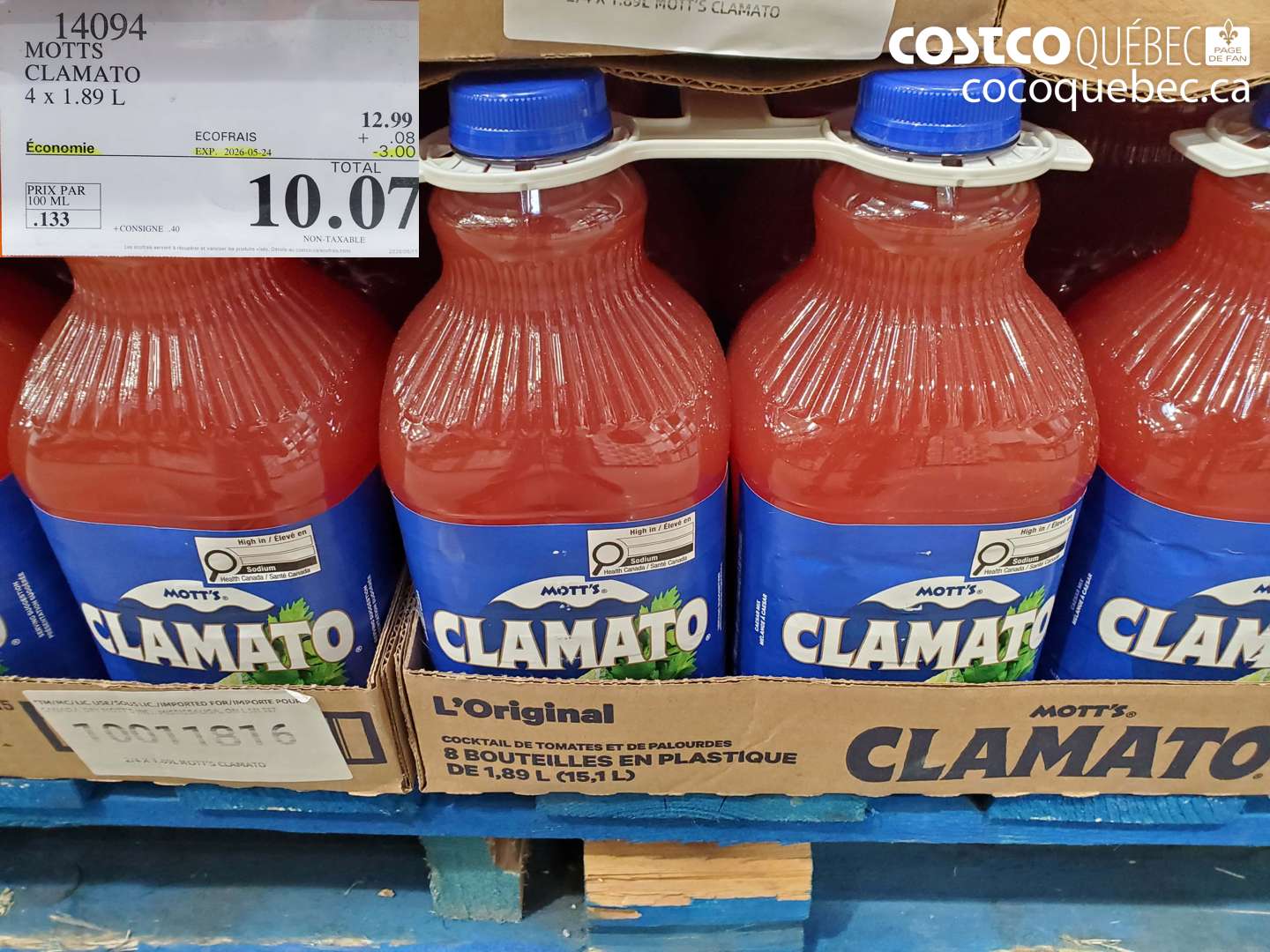 14094 MOTTS CLAMATO 4 X 1.89 L ($3.00 INSTANT SAVINGS EXPIRES ON 2026-05-24) $10.07