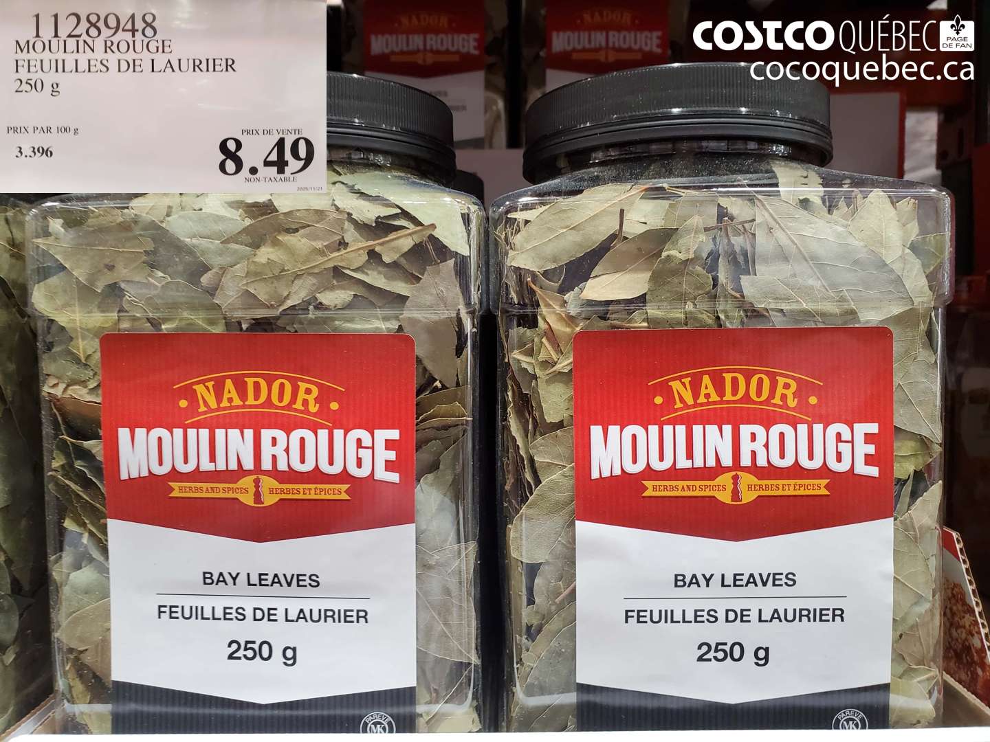 1128948 MOULIN ROUGE FEUILLES DE LAURIER 250 G $8.49