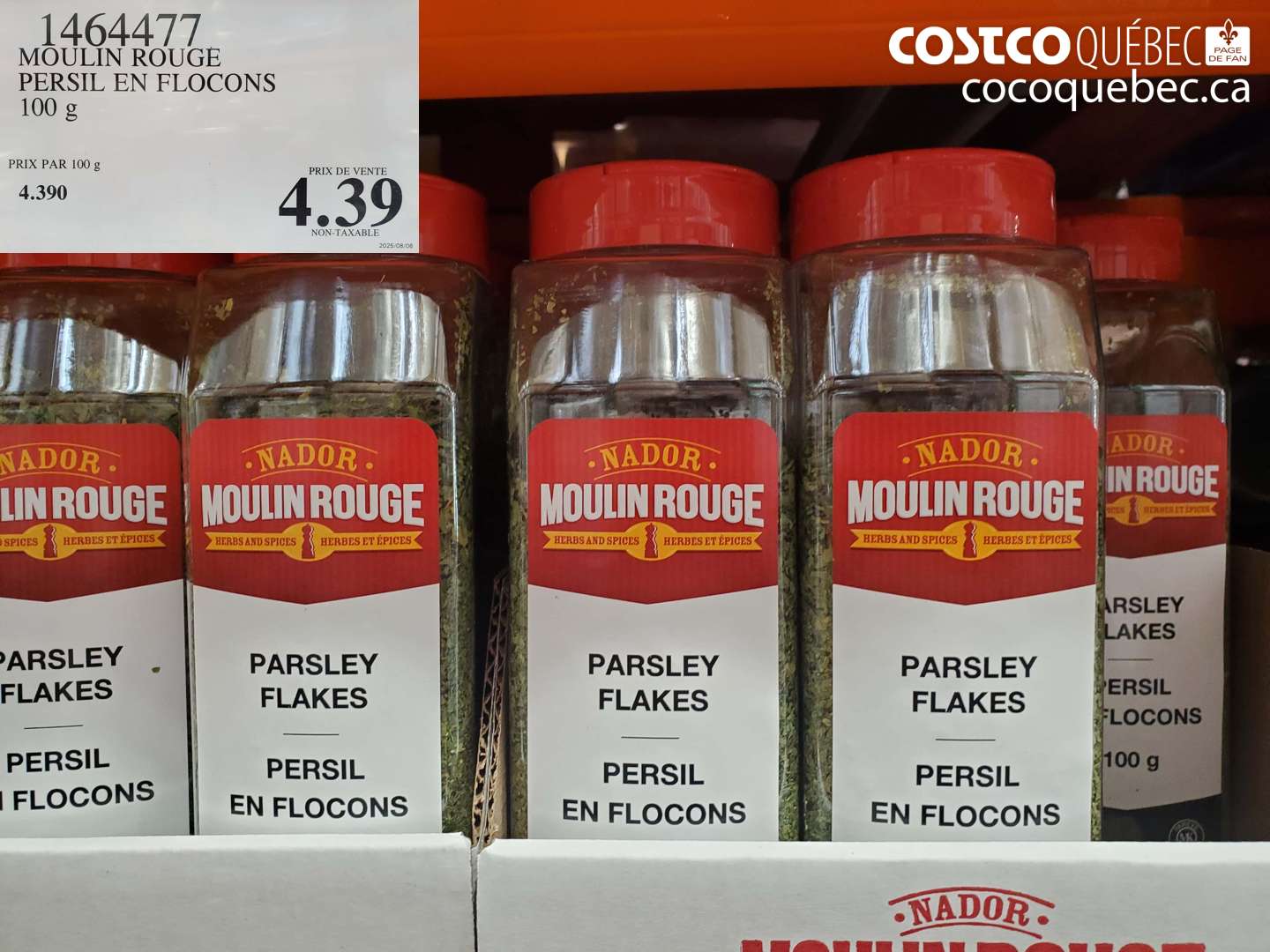 1464477 MOULIN ROUGE PERSIL EN FLOCONS 100 G $4.39