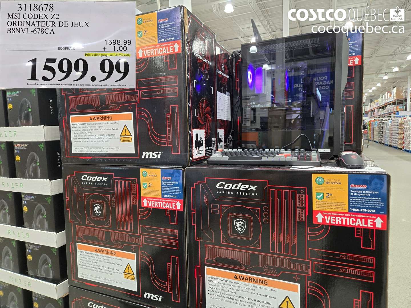 3118678 MSI CODEX Z2 ORDINATEUR DE JEUX B8NVL-678CA (EXPIRES ON 2026-06-07) $1599.99