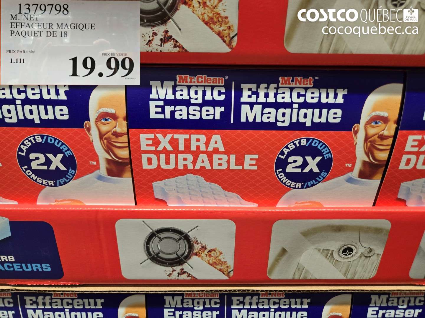 1379798 M. NET EFFACEUR MAGIQUE PAQUET DE 18 $19.99