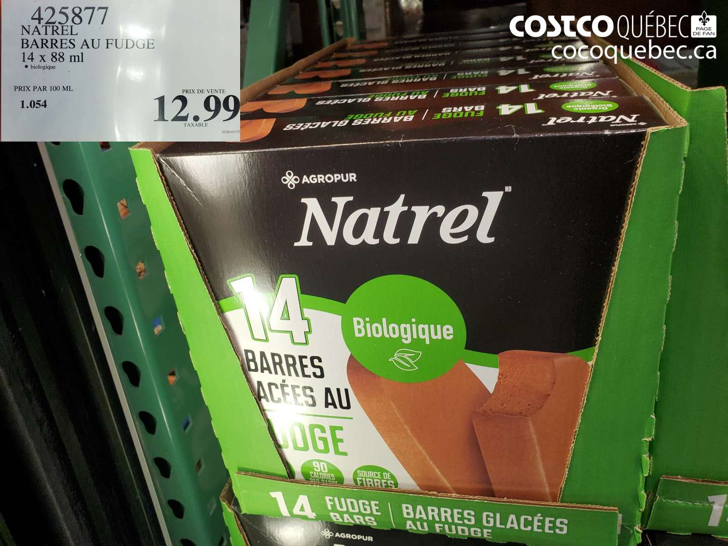 425877 NATREL BARRES AU FUDGE 14 X 88 ML $12.99
