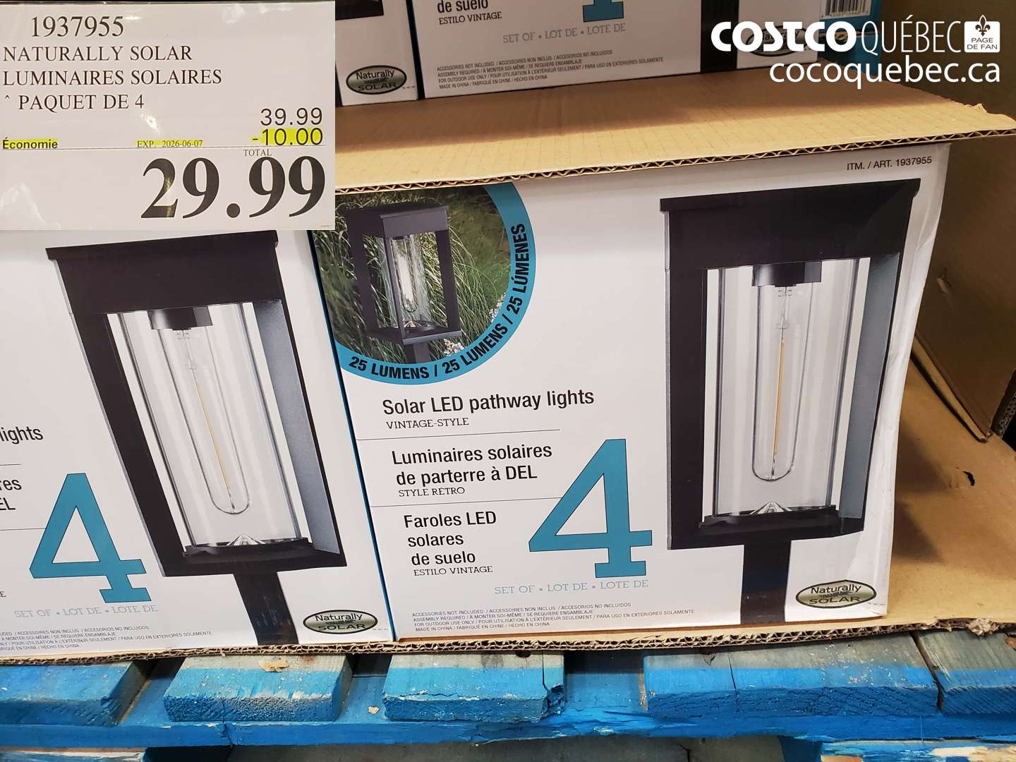 1937955 NATURALLY SOLAR LUMINAIRES SOLAIRES PAQUET DE 4 ($10.00 INSTANT SAVINGS EXPIRES ON 2026-06-07) $29.99