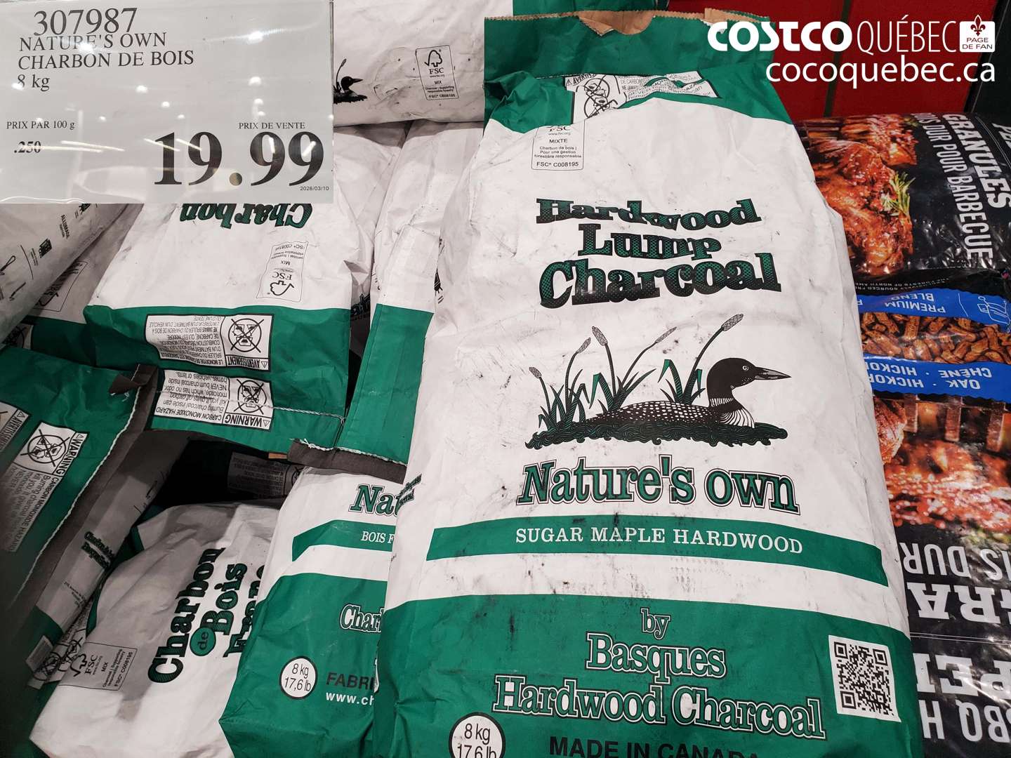 307987 NATURE'S OWN CHARBON DE BOIS 8 KG $19.99