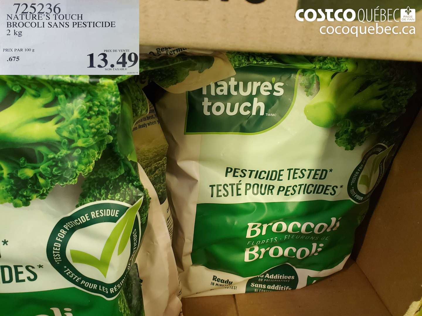 725236 NATURE'S TOUCH BROCOLI SANS PESTICIDE 2 KG $13.49