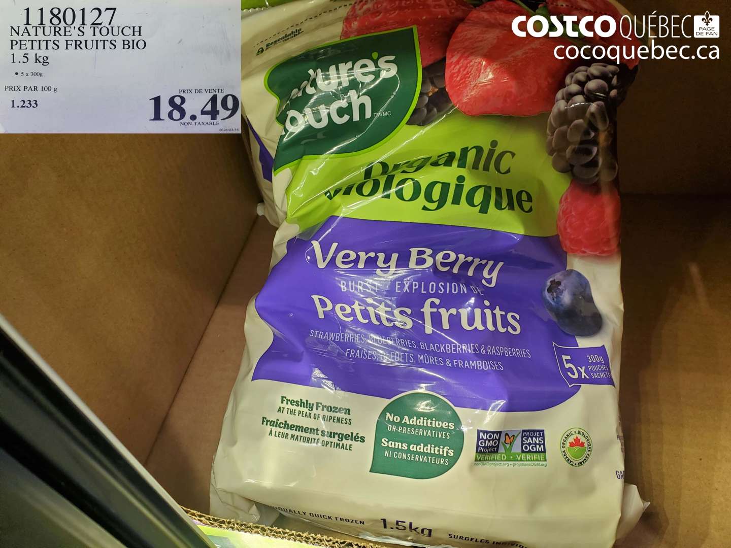 1180127 NATURE'S TOUCH PETITS FRUITS BIO 1.5 KG $18.49